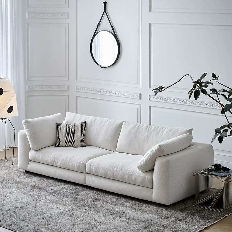 Scandinavian Modern Simple Small Apartment Fabric Sofa New Living Room Cotton and Linen Removable and Washable Cloud Sofa Bed