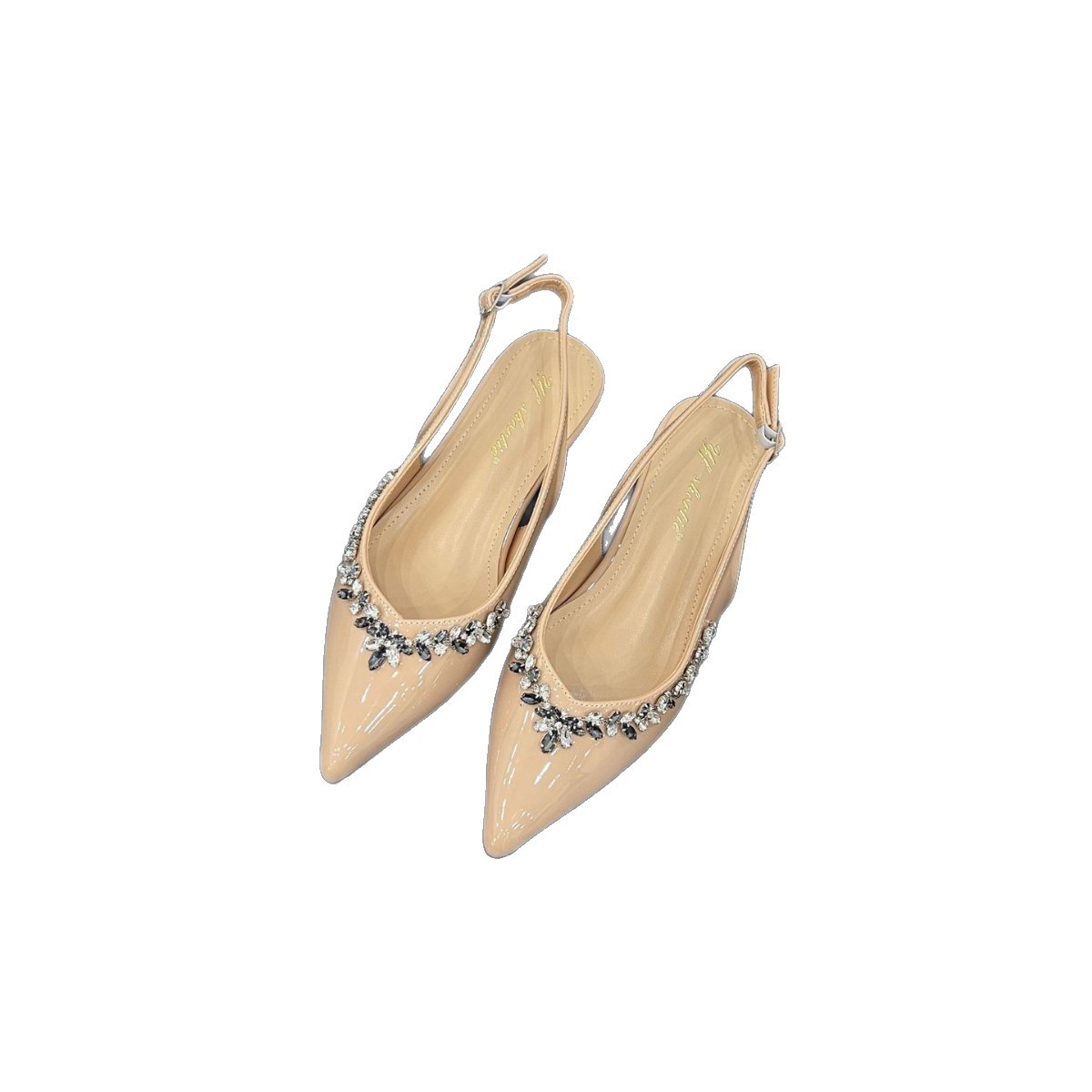 Sandalias de Cuña Puntiagudas de Charol con Pedrería para Verano