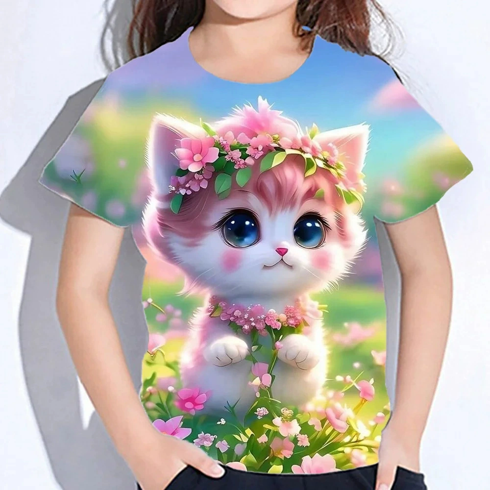 2024 новый стиль внешняя торговля кросс-бордер детская одежда милый Kawaii садовый кот принт девочки без рукавов топы