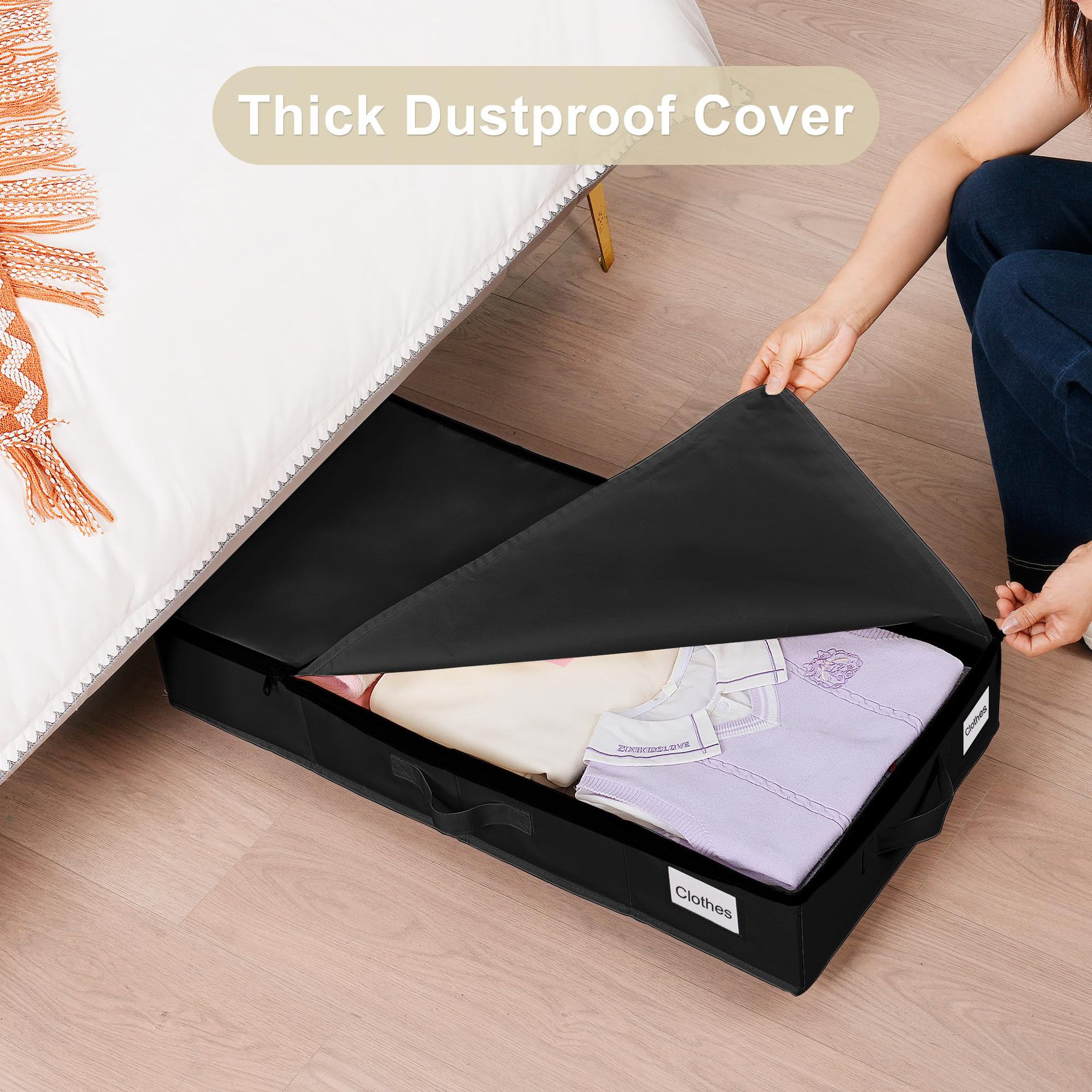 Foldable Under Bed Storage Box With Wheels, Dustproof Rolling Storage Organizer For Clothes, Shoes, Sundries, Bedroom Home Space Saving Container_maomaolike.com