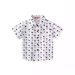 新款男童嬰幼童韓版休閒百搭印花時尚短袖寶寶薄款夏季短袖襯衫