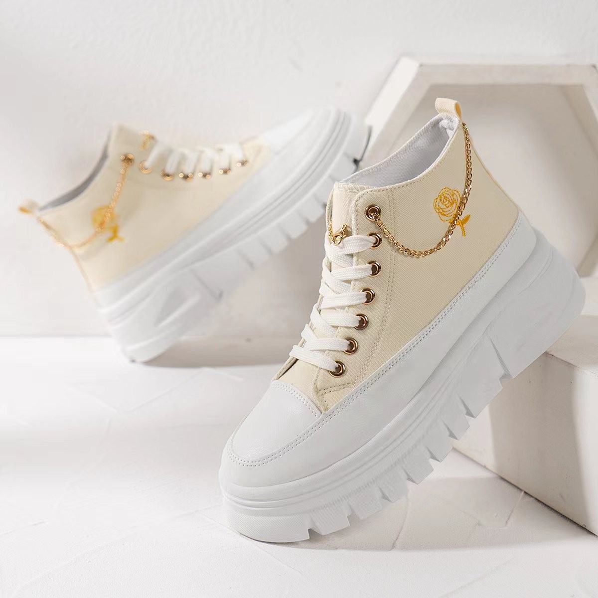 Kadın Tenis Ayakkabıları Basketbol Ayakkabıları Spor Ayakkabıları Sentetik Kemer Desteği Çok Yönlü Spor Ayakkabıları Ayakkabı_voghion.com