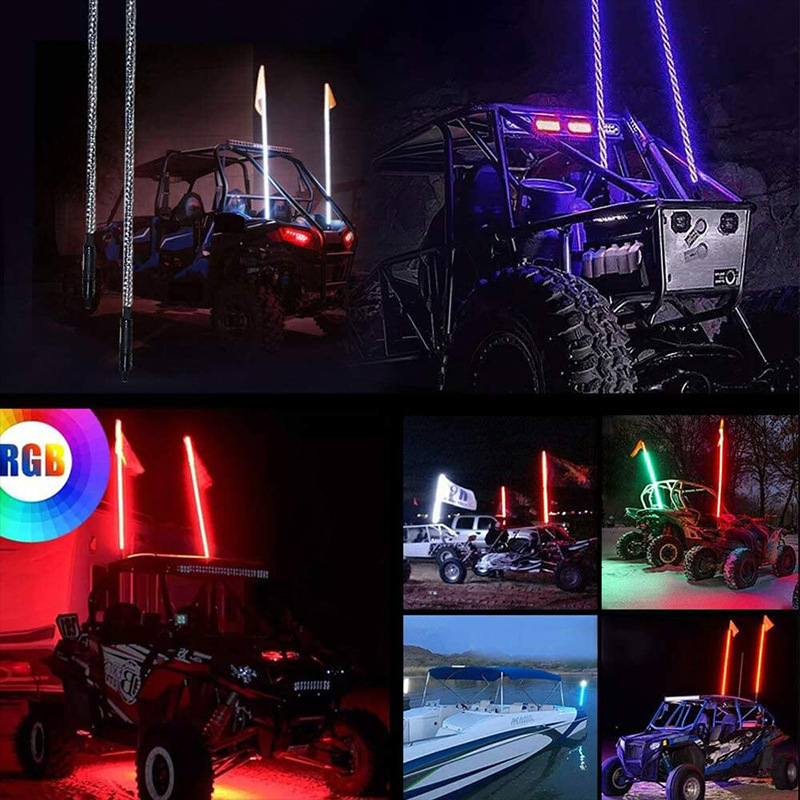 Cross-Border Mini Colorful Led Flagpole Light App Remote Control Dual Control Off-Road Vehicle Beach Vehicle Modified Horse Racing Flag Light