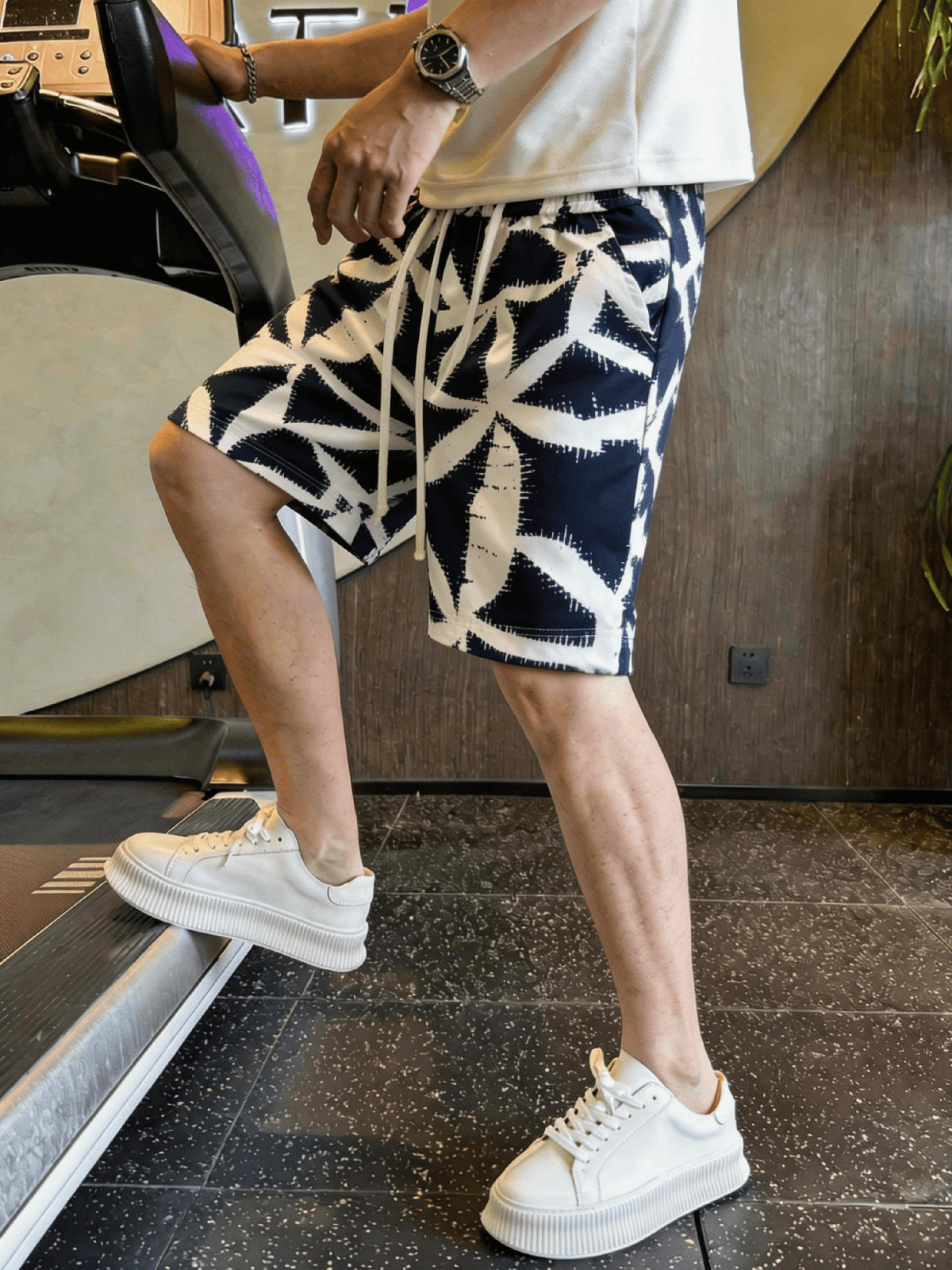American Casual Summer Print Shorts For Men - High Street Fashion Loose Fit Beach Shorts With Artistic Pattern_viptrois.com