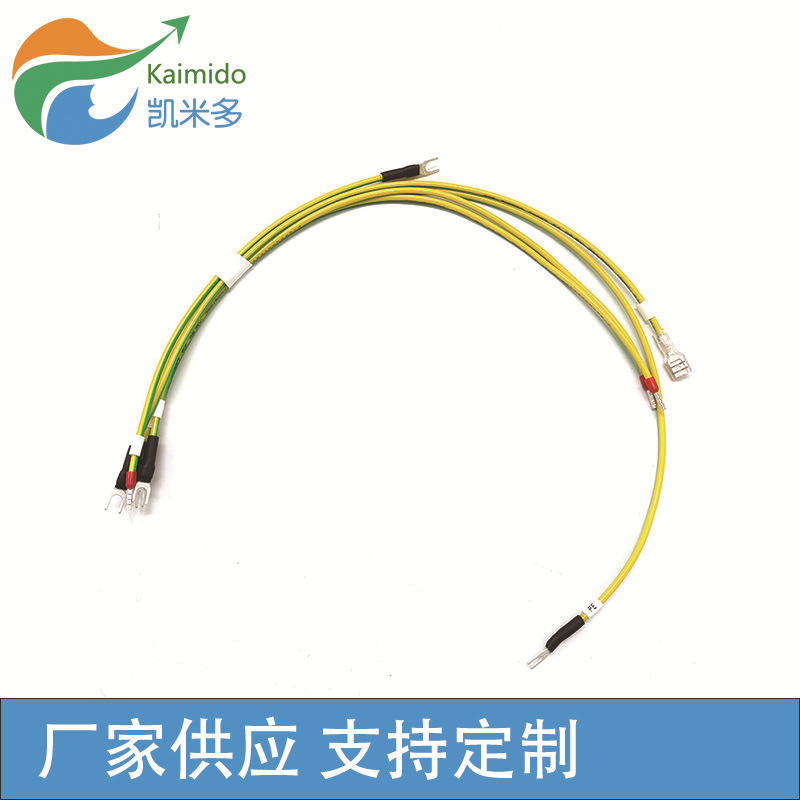 三D打印机连接线1007 20#L=340MM 接地接线插黄250透明护套端子