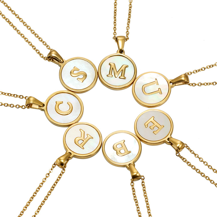Necklace Classification Wedding Occasion Real Gold Plated Round Letter 304 Stainless Steel Elegant Waterproof Non Tarnish Necklace