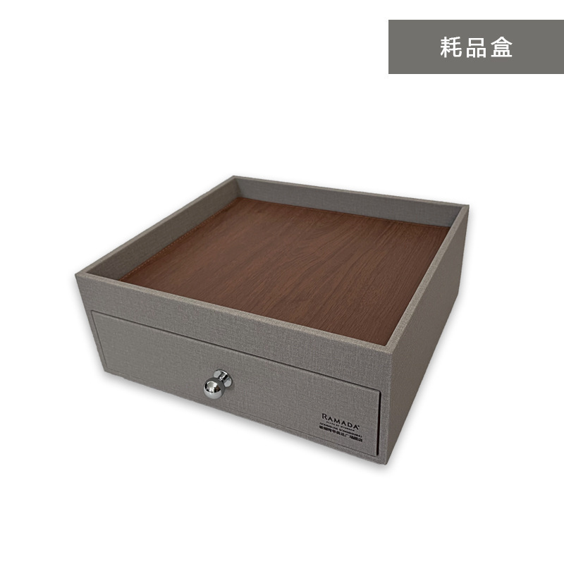 Caja de almacenamiento de hotel de cinco estrellas cuero conjunto de basura caja de toallas de cuero color de madera caja de control remoto
