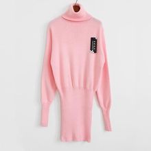 加厚中长网红同款毛上衣女韩版冬季高领包臀连衣裙套头打底裙