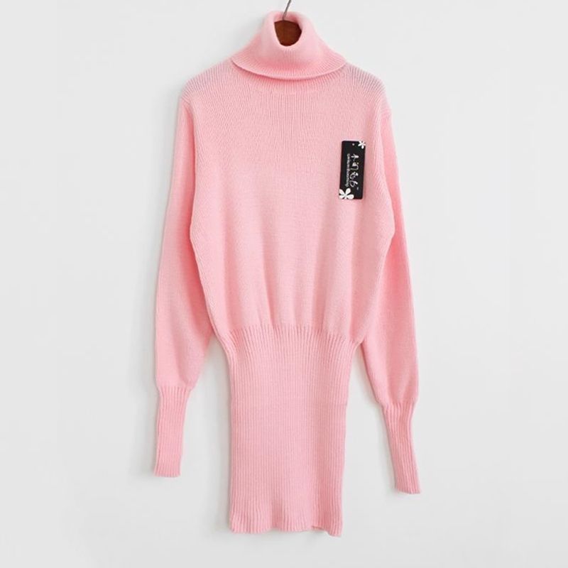 加厚中长网红同款毛上衣女韩版冬季高领包臀连衣裙套头打底裙