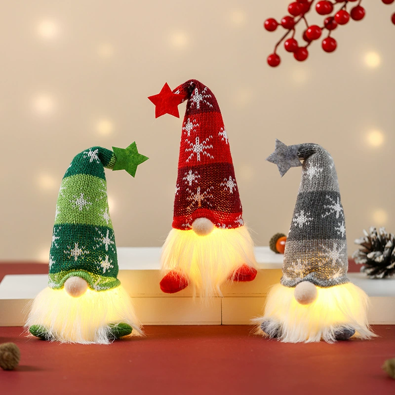 Christmas Sitting/Legged Doll with Light for Elderly, 18×10×5 cm, LR41 Battery Built-in