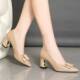 Factory direct soft leather non-abrasive shoes women's high heels 2024 spring new pointed thick heel comfortable working women's shoes