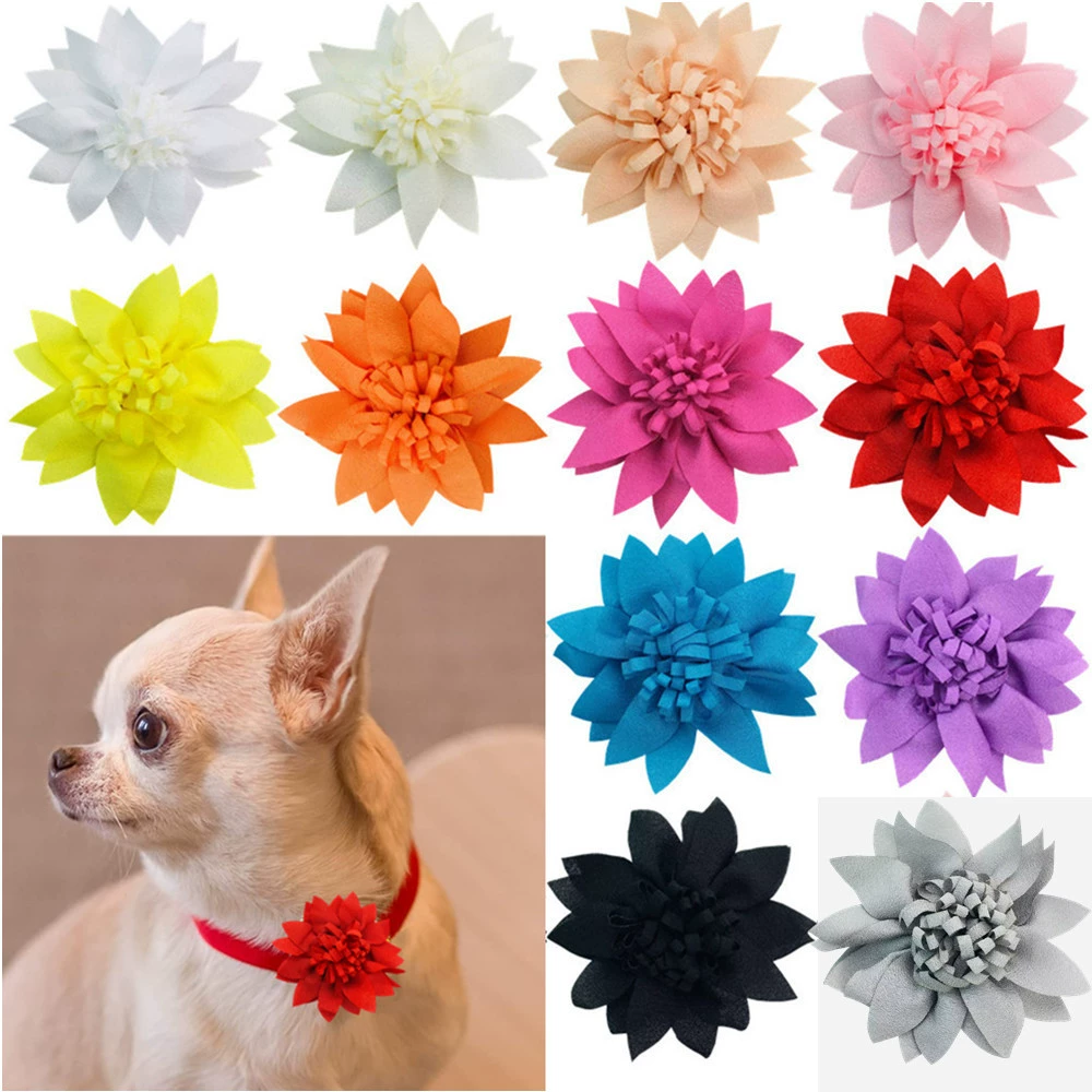 Внешняя торговля 7 см шифоновый остроконечный цвет ткани цветок цветок воротник для домашних животных ювелирные аксессуары