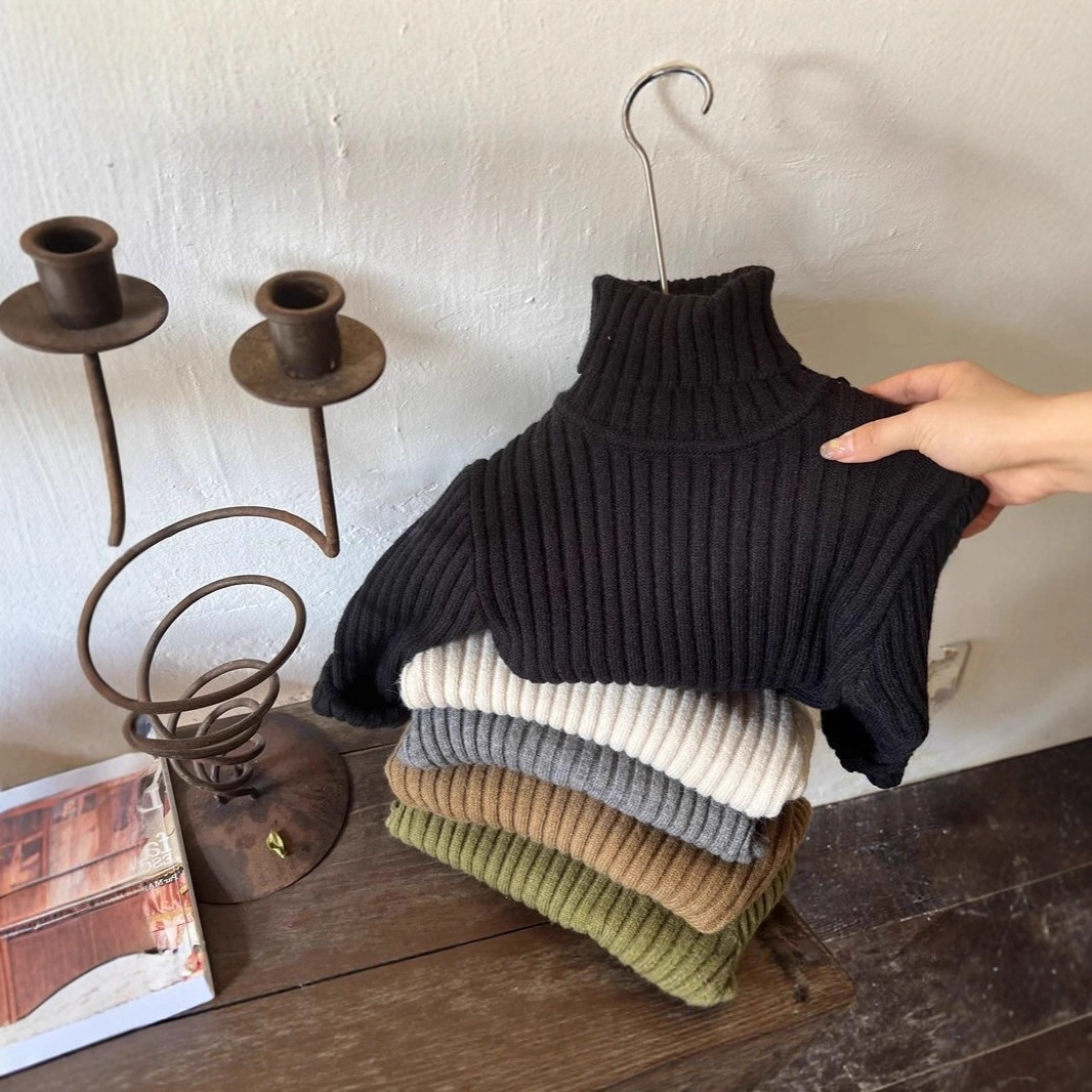 Category A Children's High-Neck Sweater, New Autumn/Winter Style, Thick Knitted Base Layer for Boys and Girls