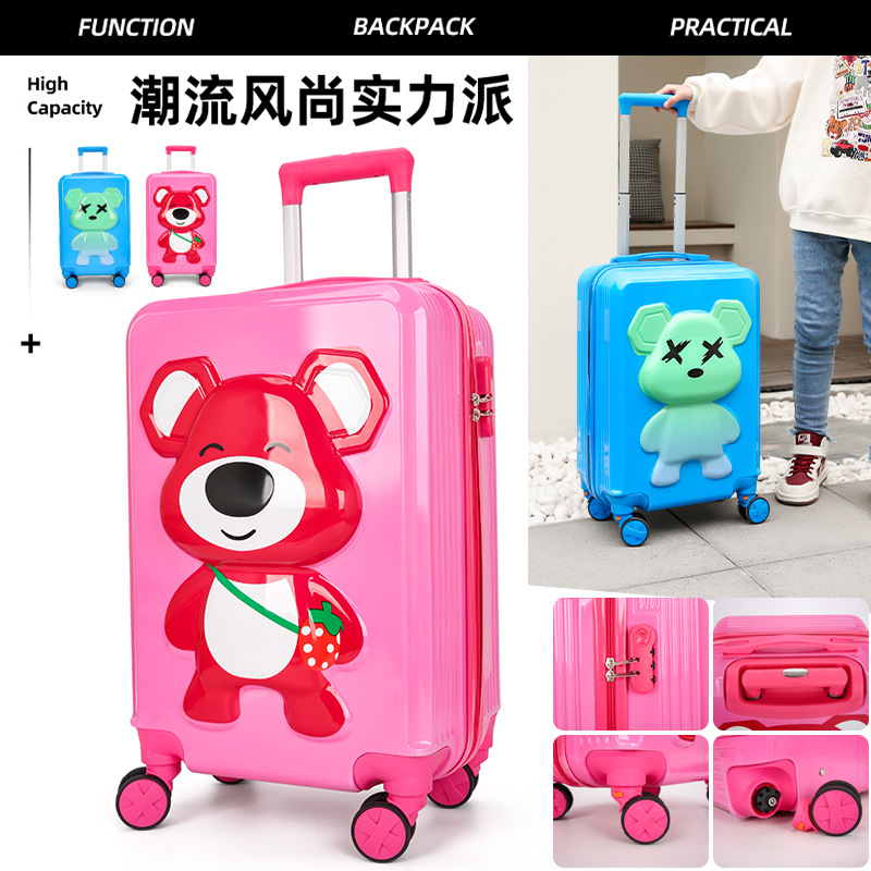 Nuevo oso 3D maleta para niños rueda universal caja de tracción para niños bloqueo de contraseña maleta mayorista tracción para niños