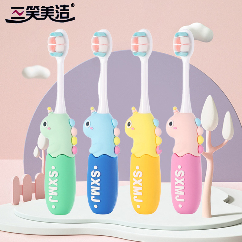 Sanxiao Meijie 어린이 칫솔 부드러운 머리 2-12 세 어린이 아기 칫솔 만화 독립 포장 부드러운 머리 칫솔