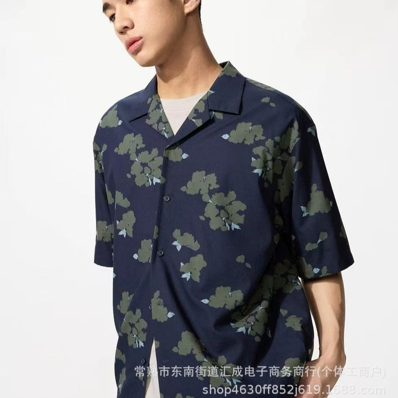 Youjia Men's and Women's Modal Blend Printed Open-Collar Short-Sleeve Shirt New Versatile Style Youjia Men's and Women's Modal Blend Printed Open-Collar Short-Sleeve Shirt New Versatile Style