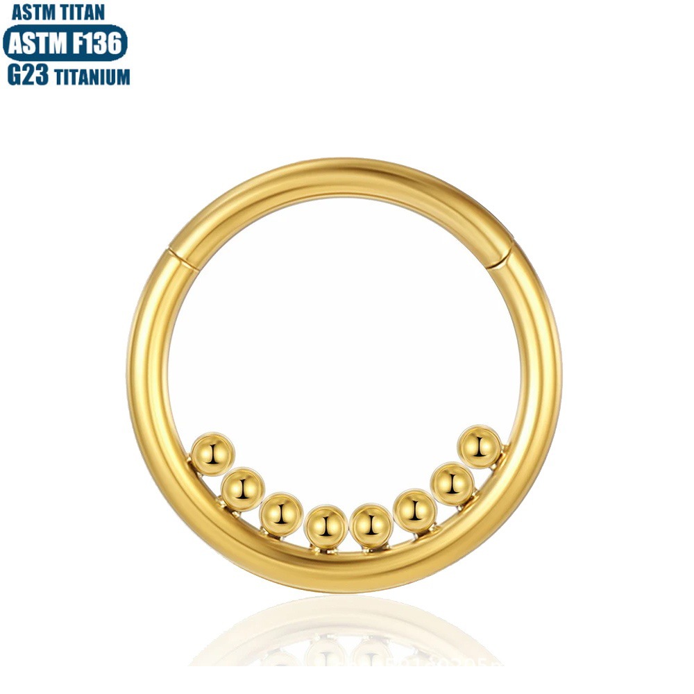 F136 Titanium Alloy Seamless Ring Nose Ring Inner Bead Cluster Implanted Grade Human Puncture Jewelry Nasal Septum Hinge Earrings detail image 4