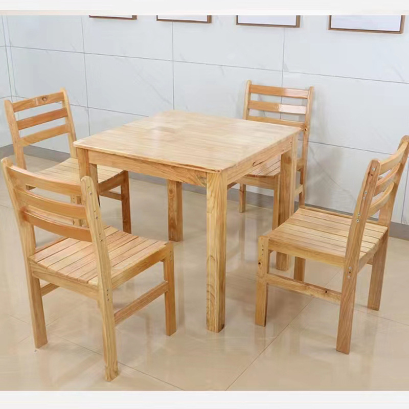 Square Solid Wood Dining Table and Chairs Home Scandinavian Small Apartment Dining Table B&B Hotel Restaurant Solid Wood Table