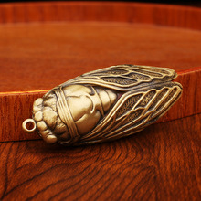 知了纯黄铜摆件钥匙扣挂件大号手把件仿古金属工艺品批发铜器制品