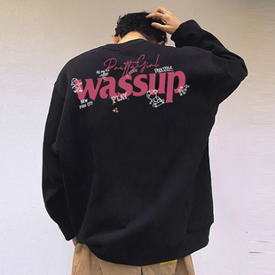 Trendy Brand Crewneck Sweat Men's Autumn and Winter Long-sleeved Thickened Loose Couple's Top Heavy Sweat