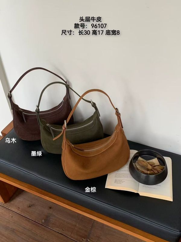 2025秋冬新款真皮女包休闲百搭月牙包磨砂头层牛皮单肩包斜挎女包|undefined