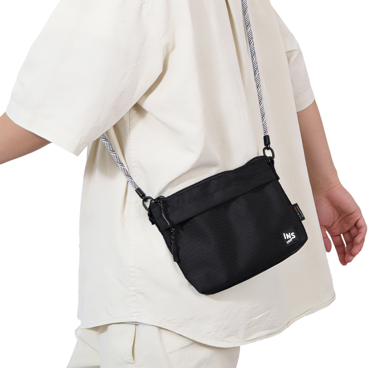 Cross-Border New Outdoor Trendy Brand Men's Crossbody Bag with Lanyard, Women's Hong Kong Style Couple's Shoulder Phone Bag Wholesale