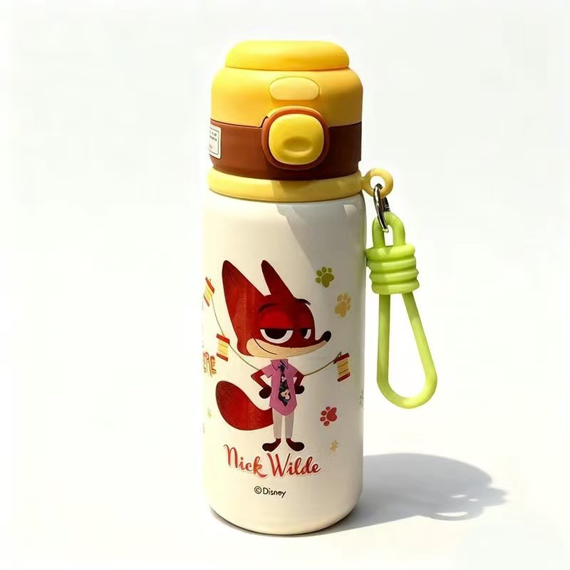 Mad Animal City Judy Nick Taza de calentamiento para chicas lindas tazas de paja portátiles para estudiantes de escuela primaria doble hervidor de agua
