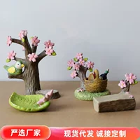 Японский стиль лотос cherry blossoms газон большое дерево цветы ствол забавные handmade украшения из смолы микро ландшафт настольная игрушка маленькие украшения