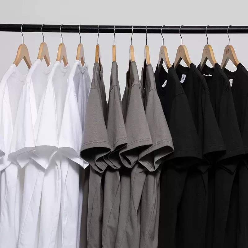 重磅纯棉t恤厚实不透短袖休闲百搭男女款纯色宽松简约打底衫上衣