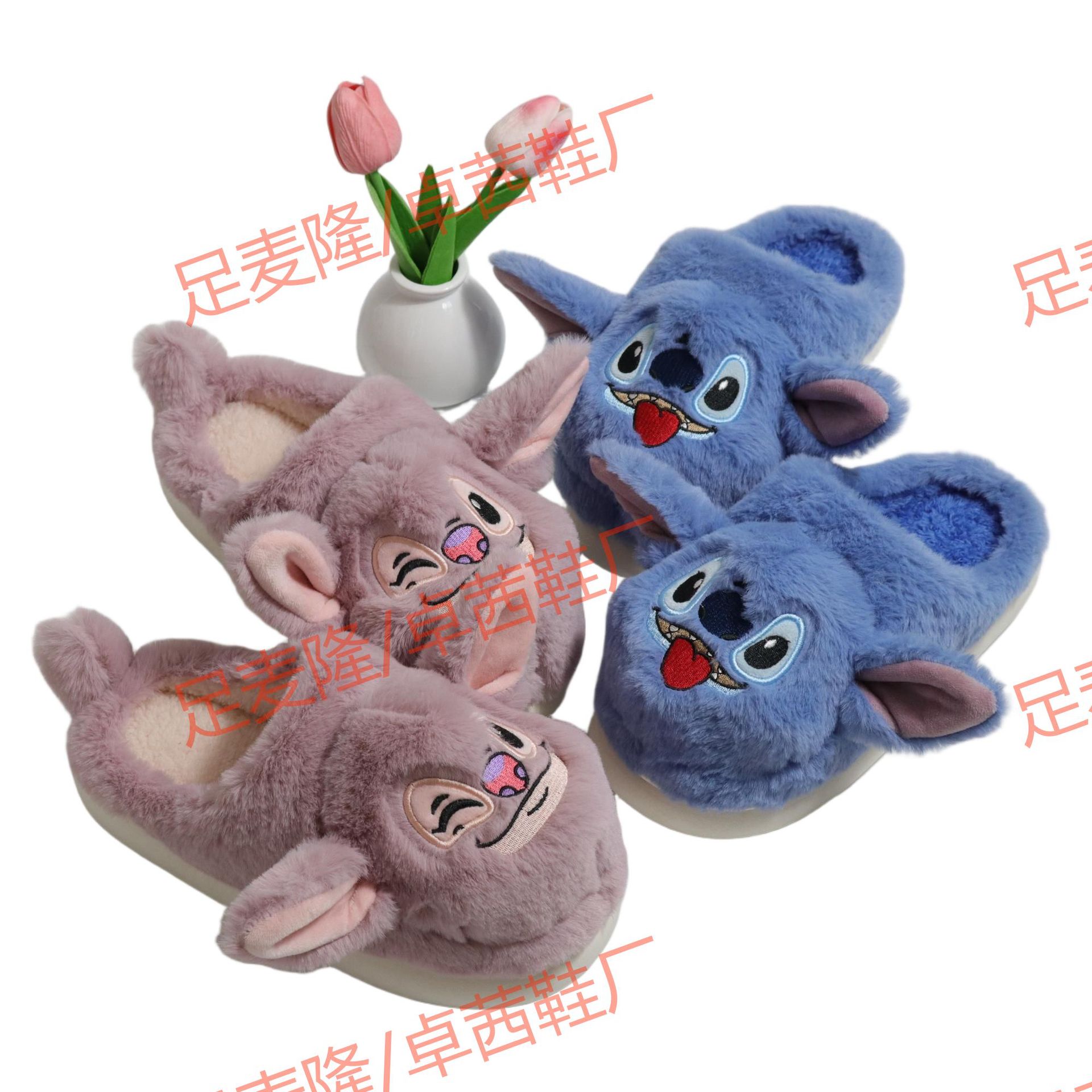 Zapatillas de dibujos animados personalizadas transfronterizas de orejas grandes para hombres y mujeres zapatillas de algodón cálido