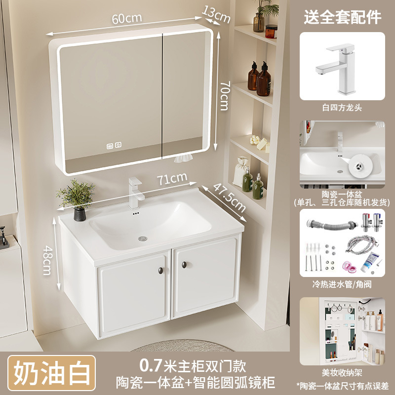 Nuevo armario de espejo de baño de abeja de arco de acero inoxidable colgado de pared espejo inteligente con almacenamiento de lámpara en un lavabo