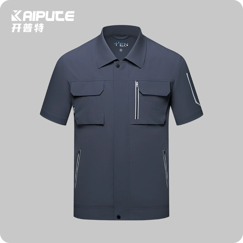 Трансграничная летняя рабочая одежда с коротким рукавом топы мужской печатный логотип фабрика торговый центр групповая одежда молния быстротушная одежда