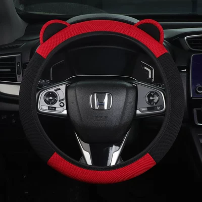 Manufacturer Wholesale Summer Ice Silk Steering Steering wheel cover - black-red-38cm