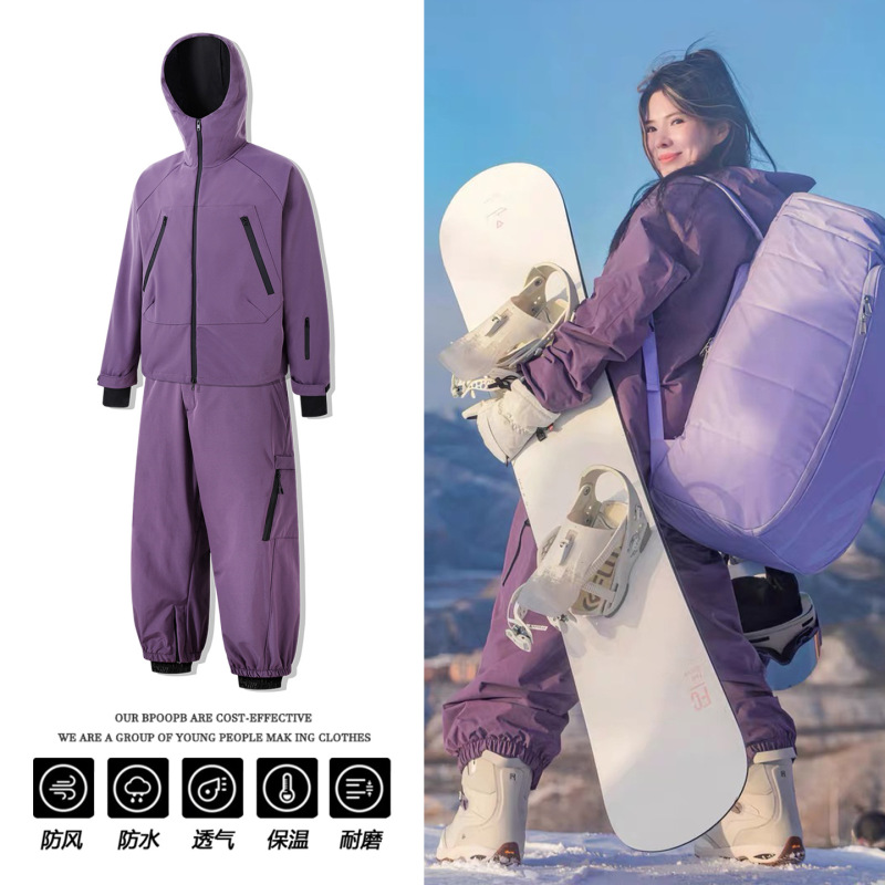 Ski Clothing Set for Men and Women, American-Style Loose-Fitting, Waterproof, Wear-Resistant, Warm, New Men's Ski Jacket and Pants