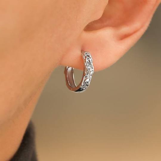 Vintage Brave Men's Silver Earrings Boys' Fashionable Earrings 925 Silver Plated Boys' All-match Earrings Earrings and Ear Buckle