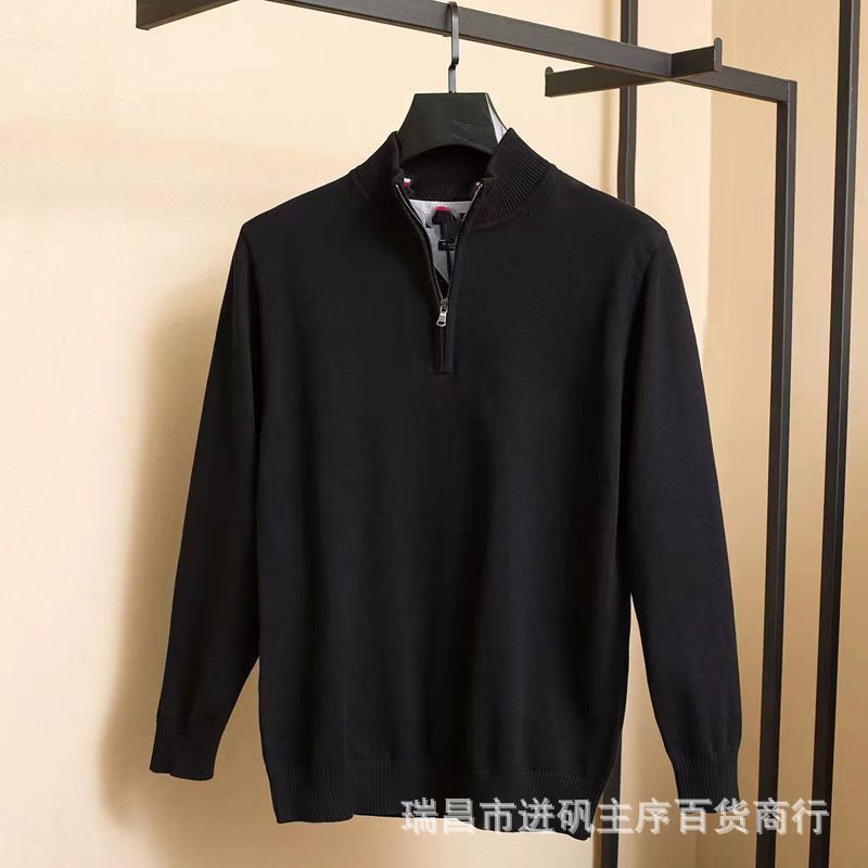 立领时尚休闲男士半高领毛衣秋冬潮流休闲拉链保暖针织衫外套|undefined