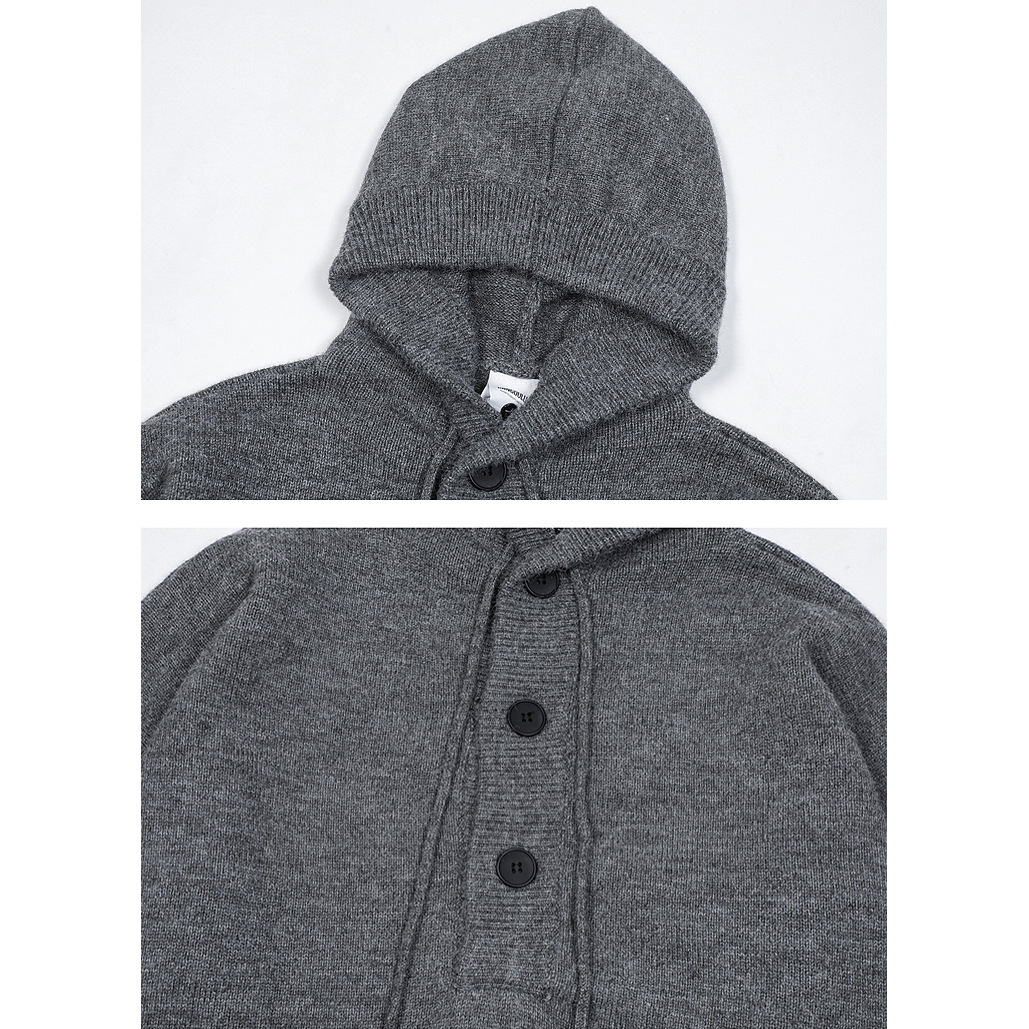 Men's Oversized Hooded Sweater – Cleanfit Knit Pullover For Relaxed Winter Style (Black/Grey, Plus Size S-2XL)_voghion.com