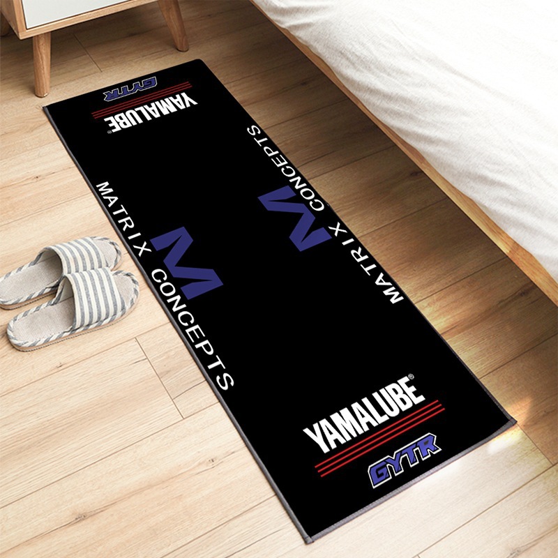 Cross-Border Amazon Temu Motorcycle Logo Crystal Velvet Floor Mat, Skin-Friendly, Comfortable, Stain-Resistant Bedside Rug, Can Be Shipped on Behalf of Others