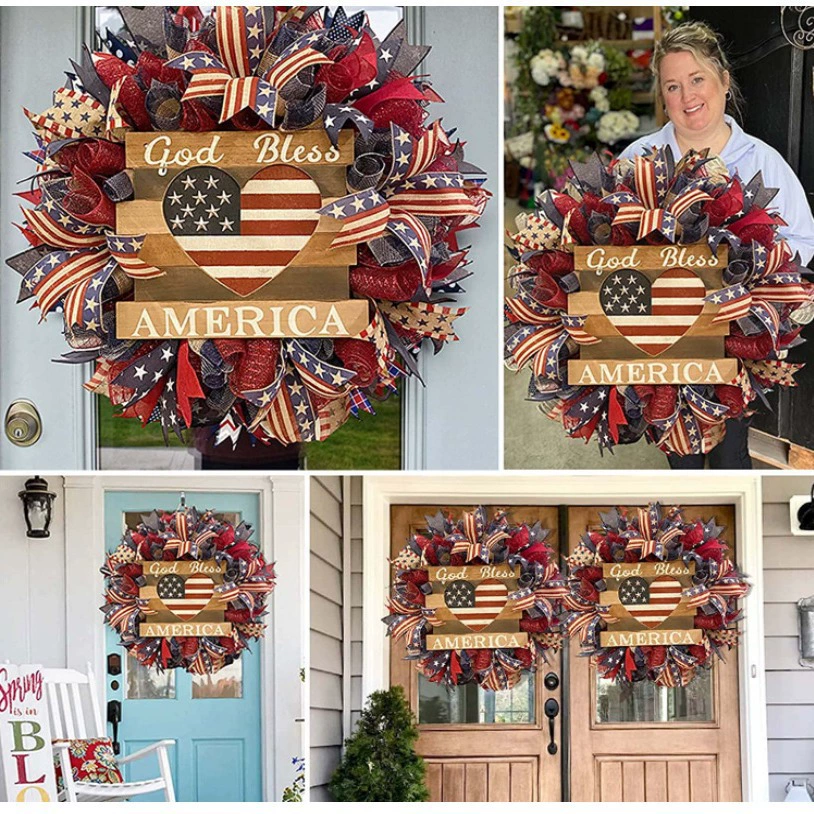 Трансграничный новый продукт GiaFanyX 4 июля День независимости крытый и открытый венок украшения Любовь Дизайн украшения венок