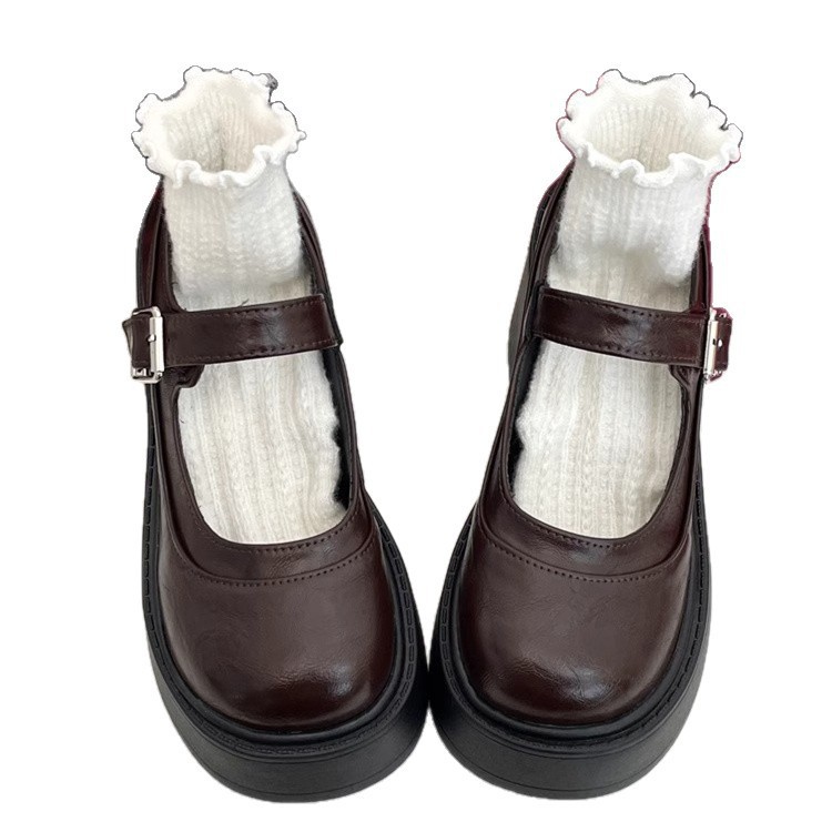 Zapato Mary Jane de Tacón Ancho Estilo Francés para Mujer de PU y Caucho image 6