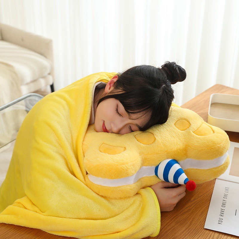 Cookie Bear 2 - in - 1 almohada manta oficina estudiante siesta coche transportar colcha de aire acondicionado desmontable y plegable