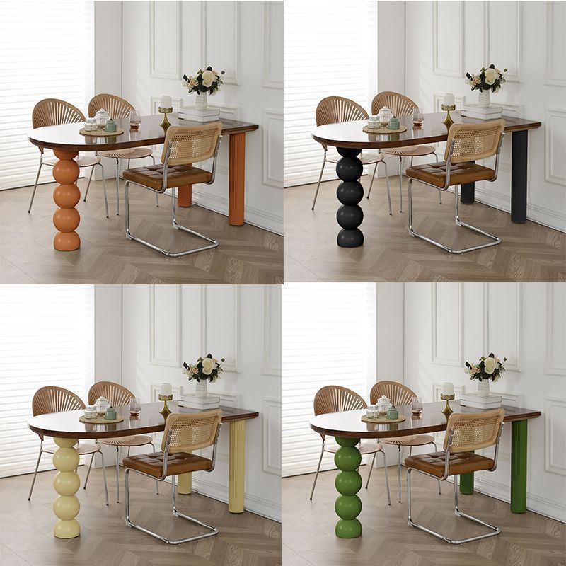 French Cream Style Solid Wood Wall-Mounted Household Small-Sized Log Dining Table Desk Style Semi-Oval Island Dining Table