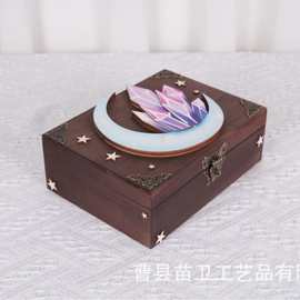 十二星座收纳盒木质桌面饰品整理盒月亮水晶隐藏钥匙盒木质收纳盒