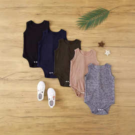 5件装婴儿包屁衣宝宝夏背心新生儿衣服夏款护肚纯色柔软针织哈衣