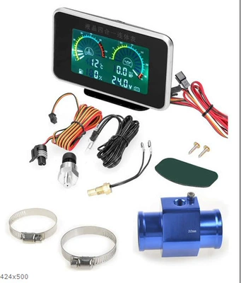 Cross-border LCD four-in-one combined gauge for car modification: oil pressure gauge, fuel level gauge, water temperature gauge, and voltage gauge (automobile instrument) - instrument-with-water-temperature-three-way-valve