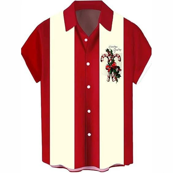 Cross-Border Popular Men's Short-Sleeved Shirts, Collared Shirts, Christmas Printed Tops, Men's Fashionable Casual Tops Cross-Border Popular Men's Short-Sleeved Shirts, Collared Shirts, Christmas Printed Tops, Men's Fashionable Casual Tops