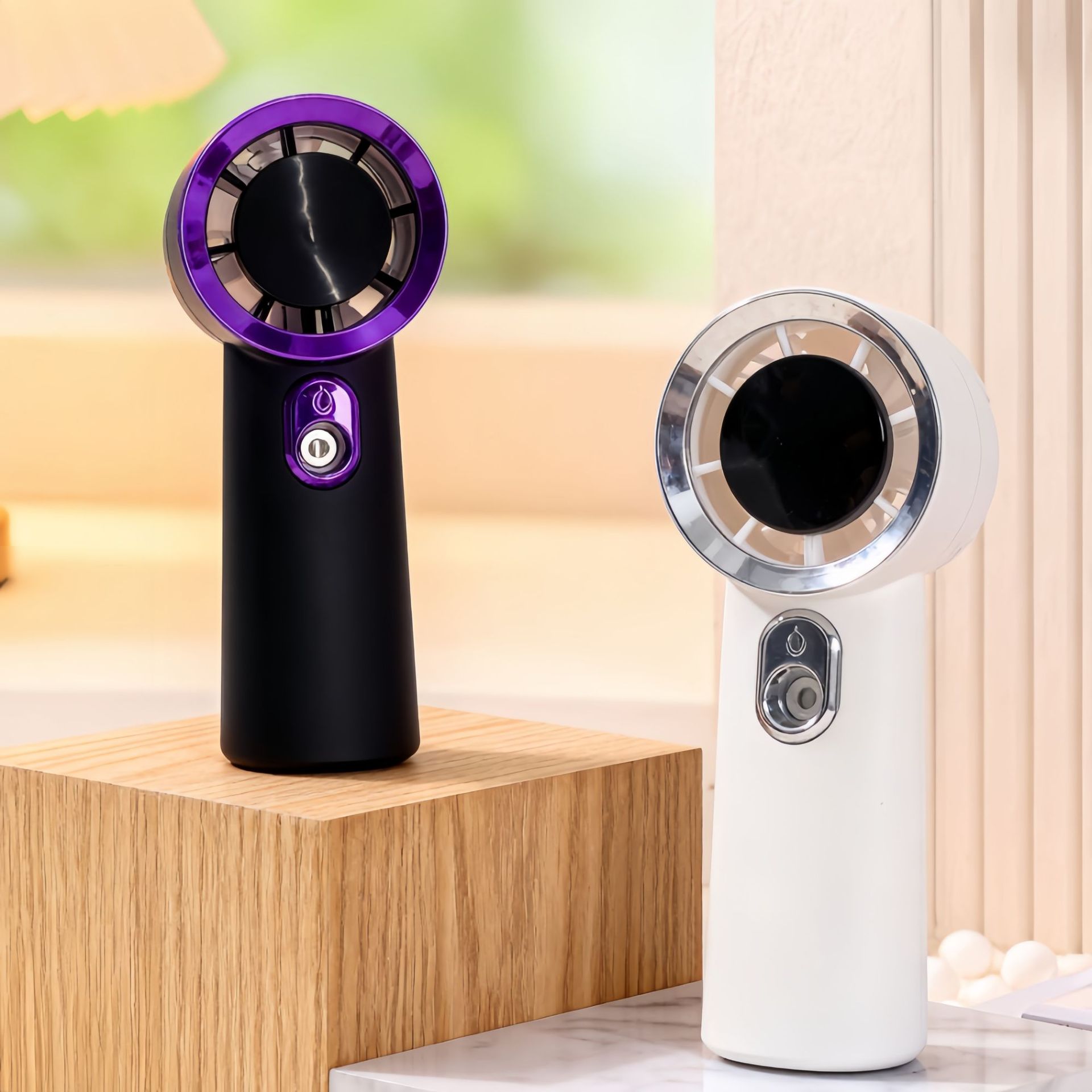 Luxury Mini Electric Fan For Women Portable Handheld USB Rechargeable Makeup Spray Hydrating Cooling Home Appliance_voghion.com