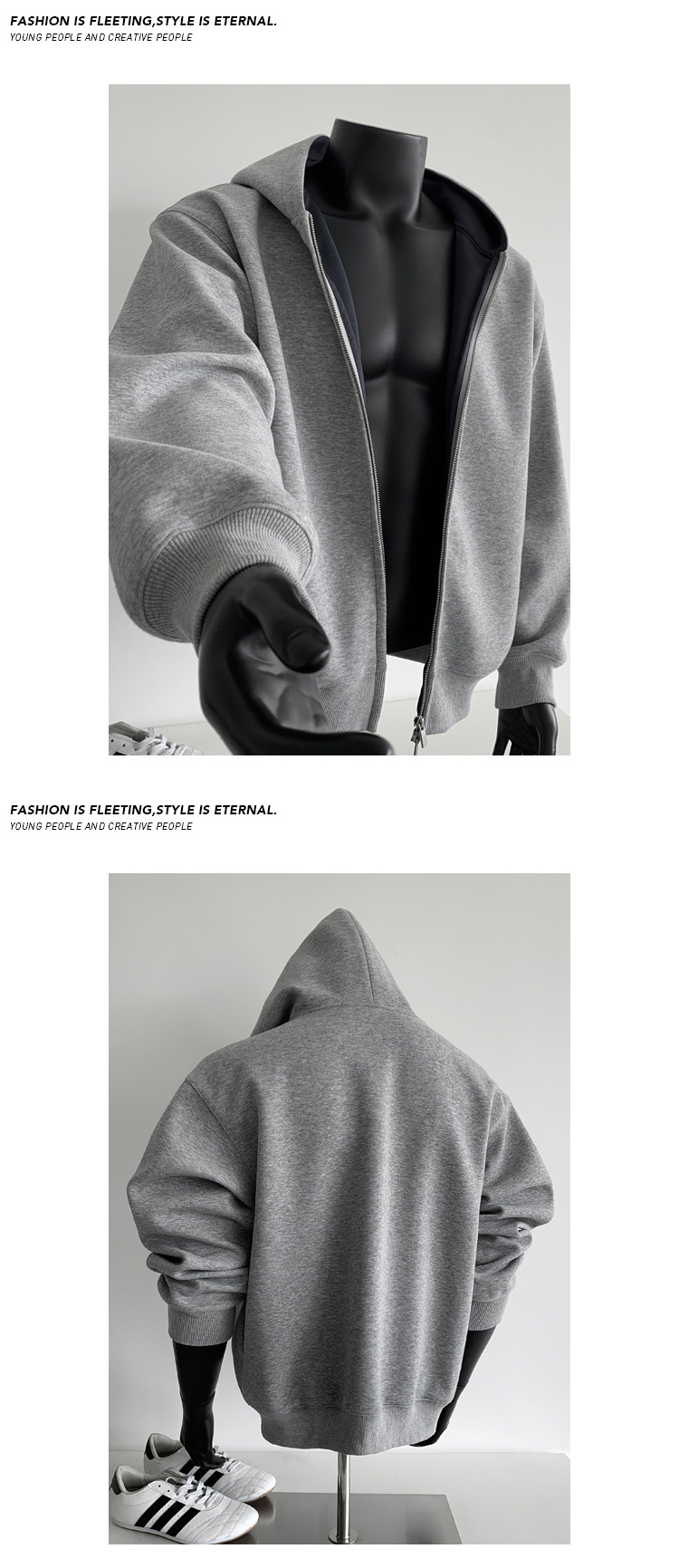 Schwerer Herren Kapuzenpullover Im Patchwork Style Oversized_voghion.com