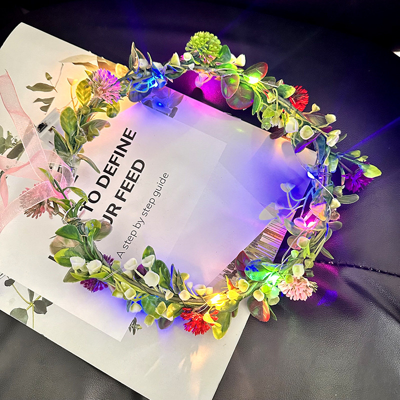 Mori para niños brillante y brillante corona de caña super inmortal banda de cabello de novia flores tocado de cabello banda de cabello espectáculo de fotos cabina