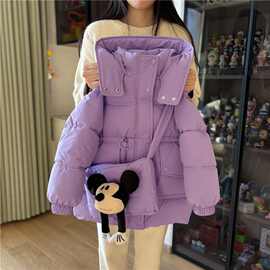 女童棉服儿童冬装外套中长款加厚棉衣洋气2025新款冬季棉袄外套无